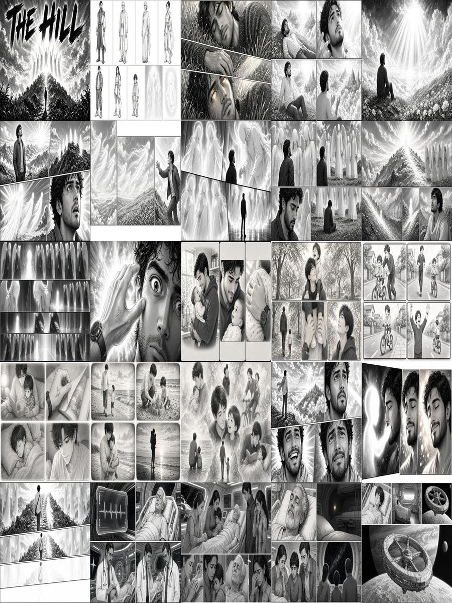 The Hill wordless manga contact sheet